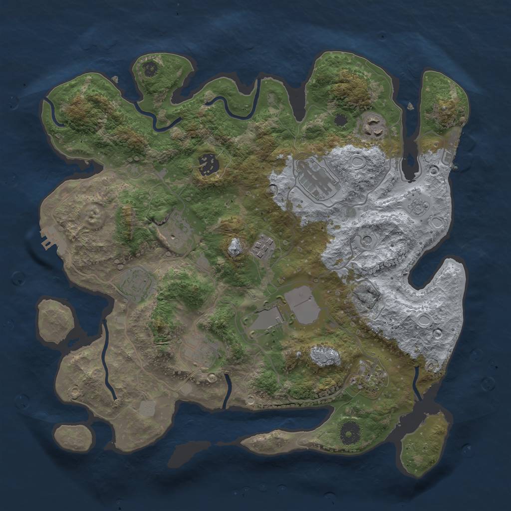 Rust Map: Procedural Map, Size: 3500, Seed: 69178516, 18 Monuments