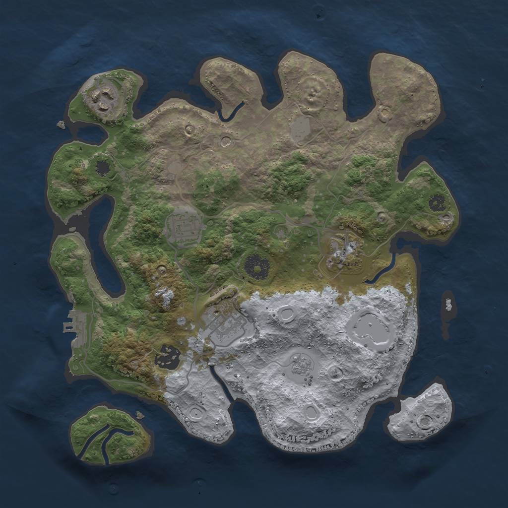 Rust Map: Procedural Map, Size: 3000, Seed: 1638835185, 13 Monuments