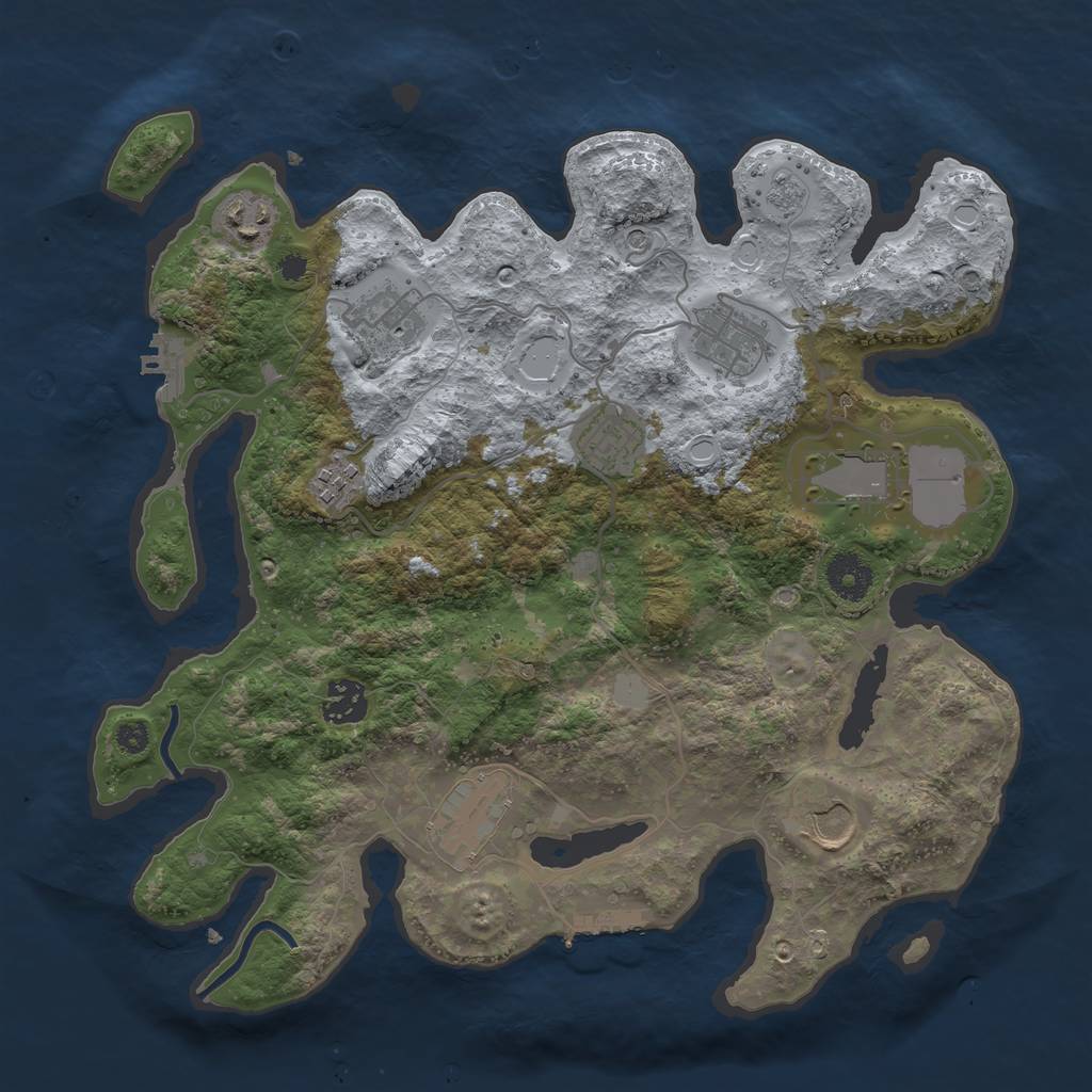 Rust Map: Procedural Map, Size: 3500, Seed: 16926647, 18 Monuments