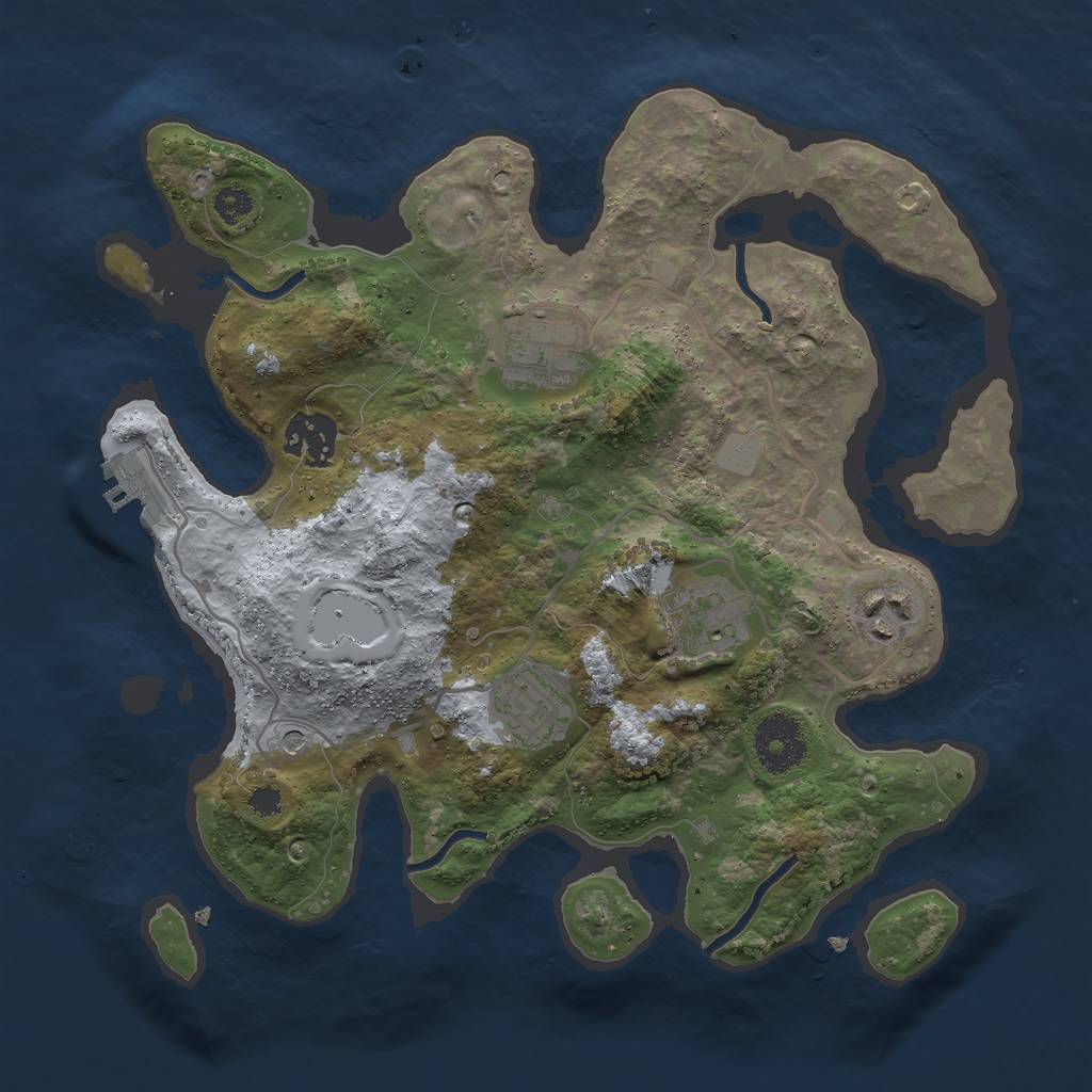 Rust Map: Procedural Map, Size: 3000, Seed: 38429, 12 Monuments