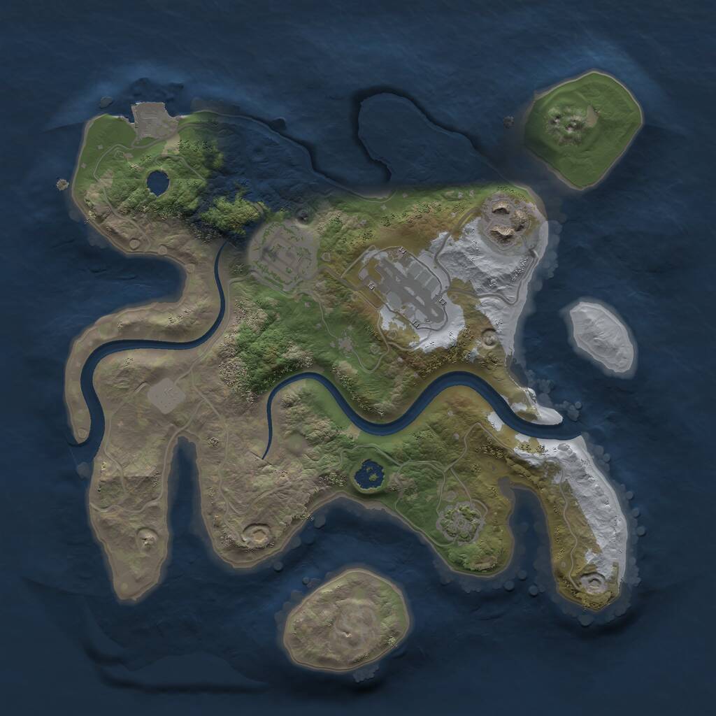 Rust Map: Procedural Map, Size: 2500, Seed: 22344341, 5 Monuments