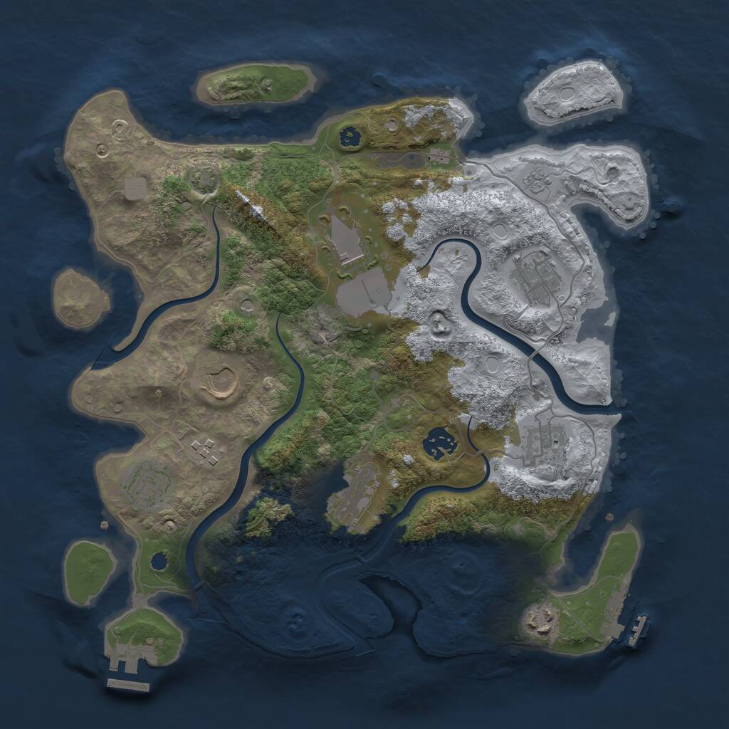 Rust Map: Procedural Map, Size: 3500, Seed: 16087946, 15 Monuments