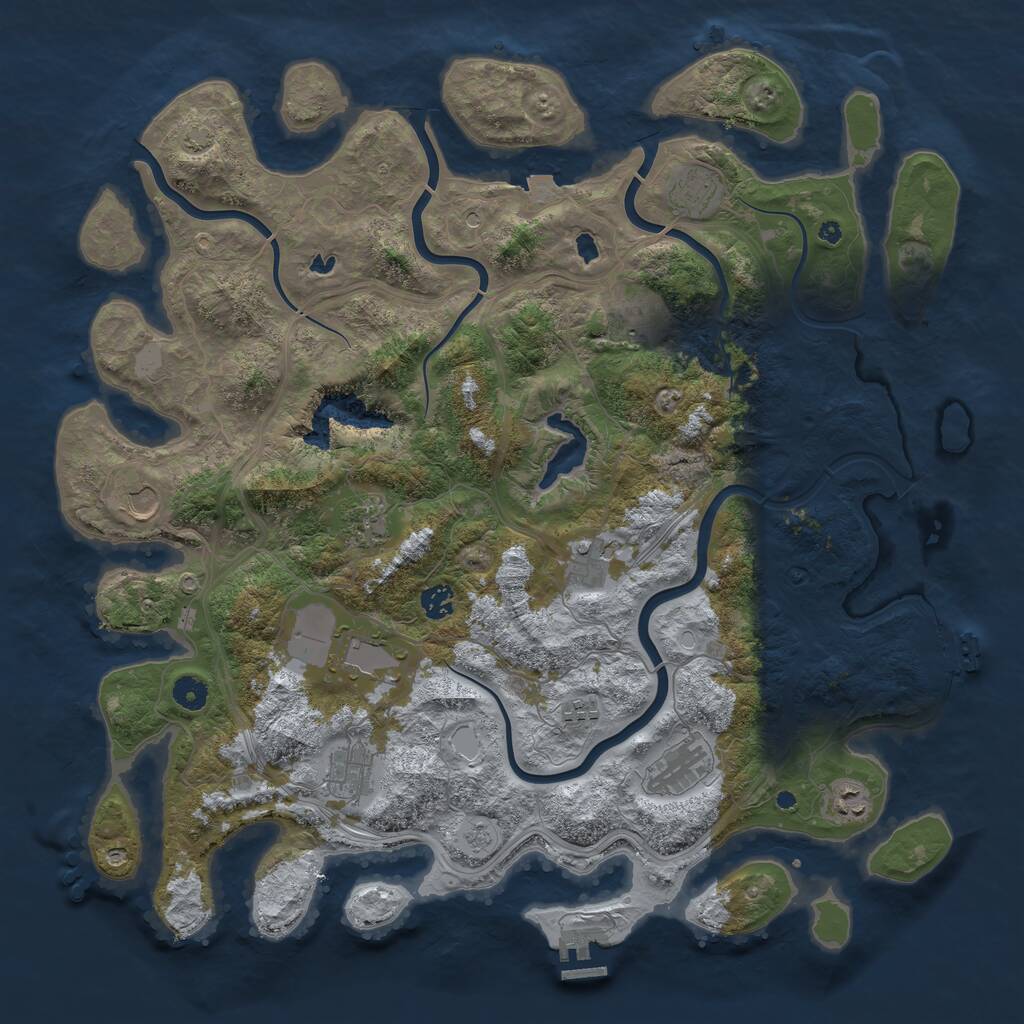 Rust Map: Procedural Map, Size: 4500, Seed: 1732168593, 17 Monuments