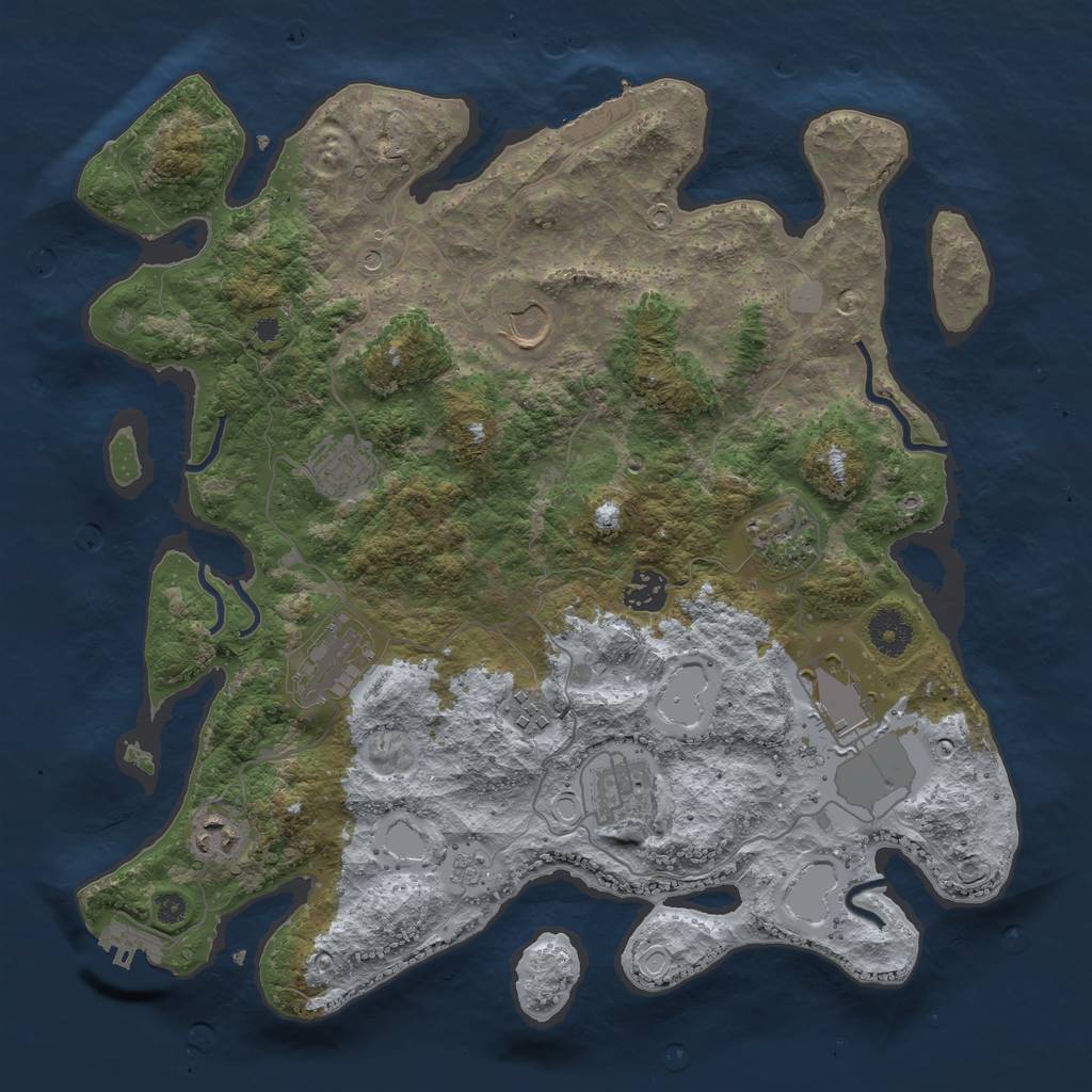 Rust Map: Procedural Map, Size: 3700, Seed: 654654, 18 Monuments