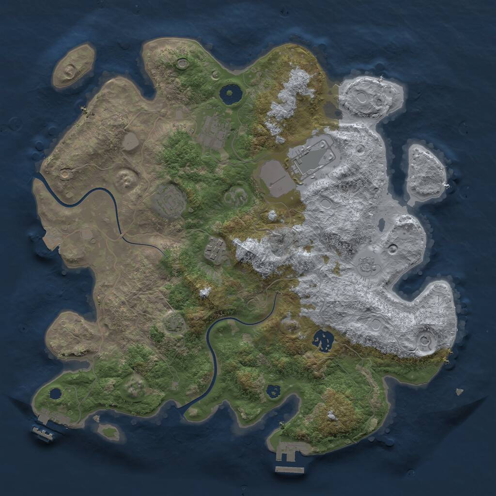 Rust Map: Procedural Map, Size: 3500, Seed: 13238225, 11 Monuments