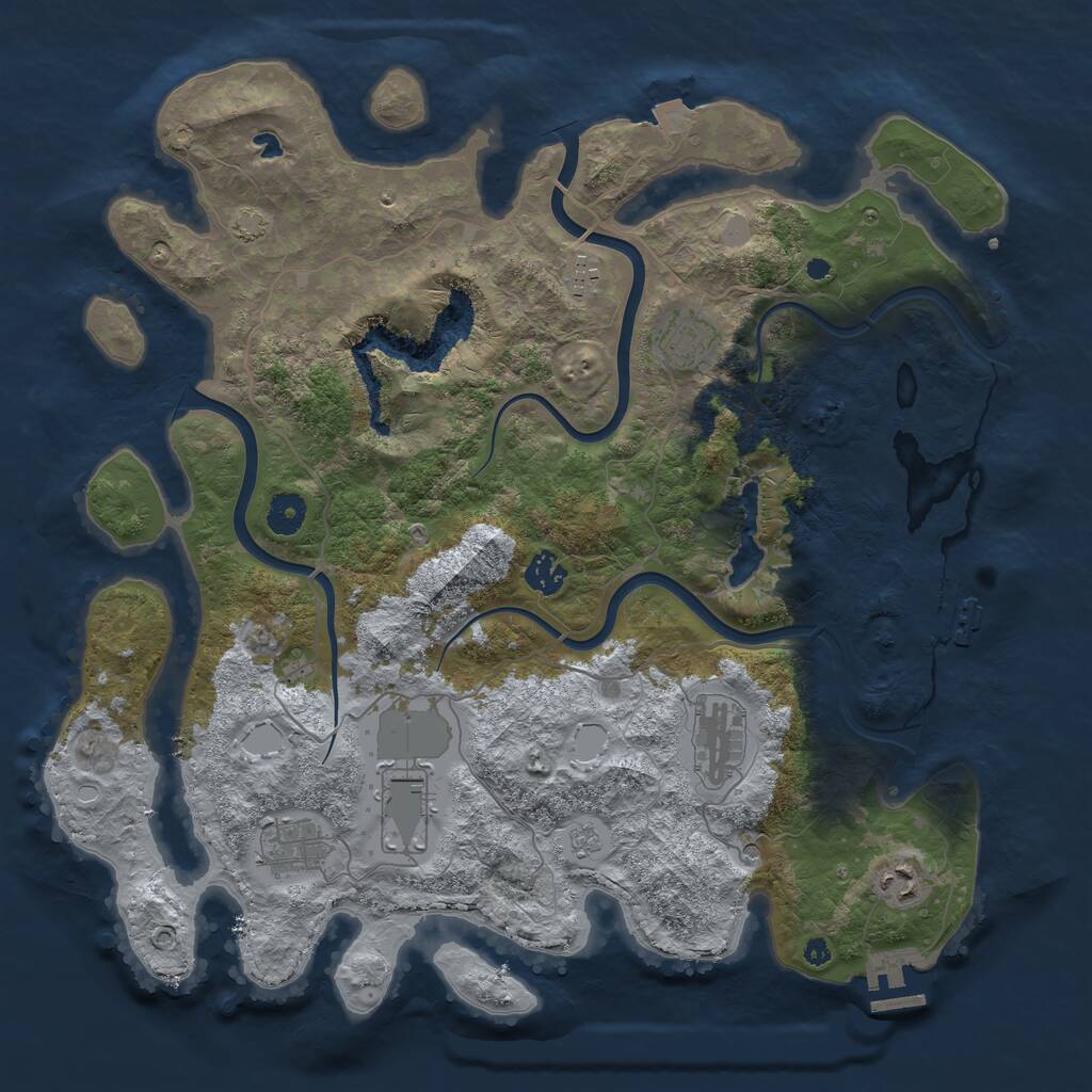 Rust Map: Procedural Map, Size: 4000, Seed: 489401930, 13 Monuments