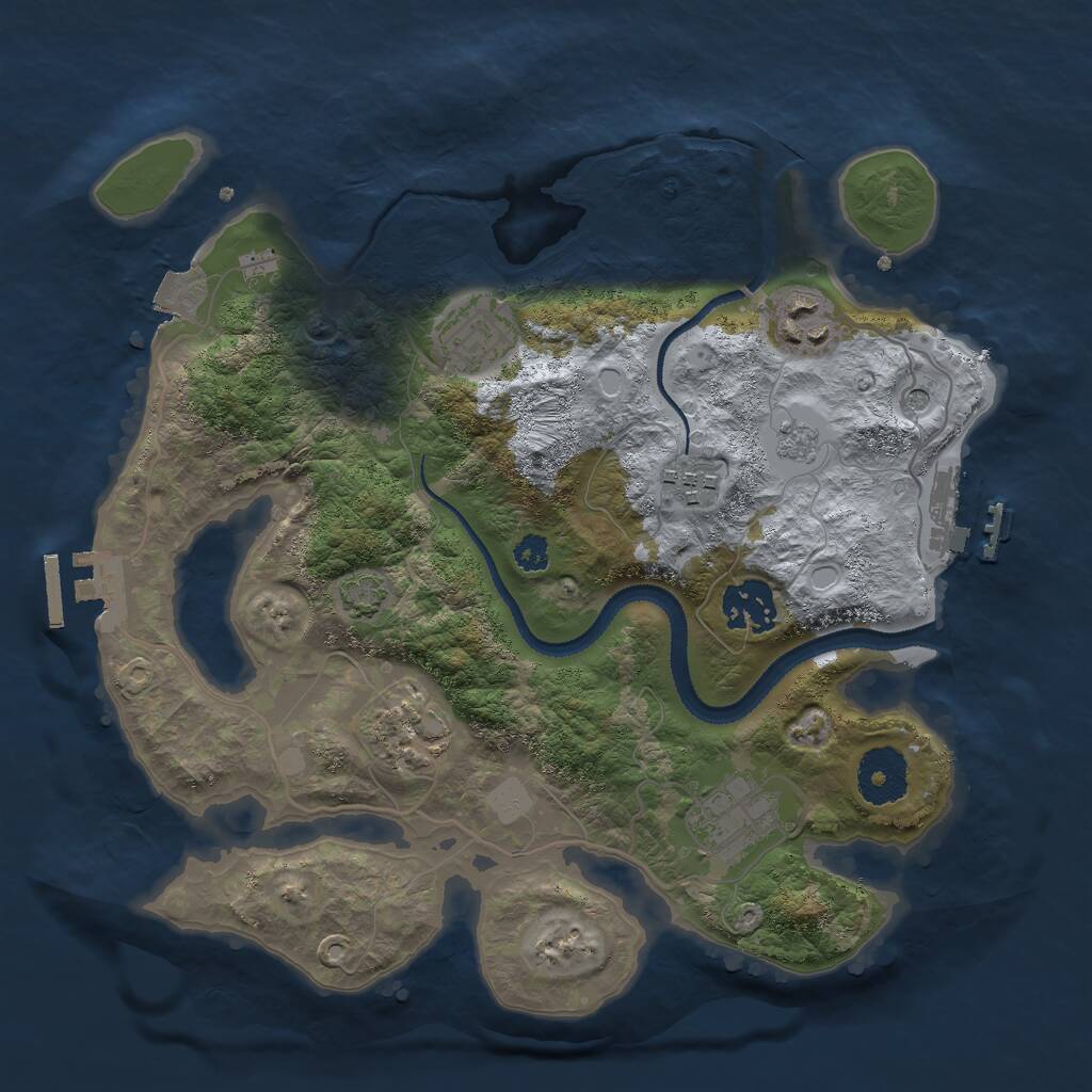 Rust Map: Procedural Map, Size: 3000, Seed: 2080347856, 12 Monuments