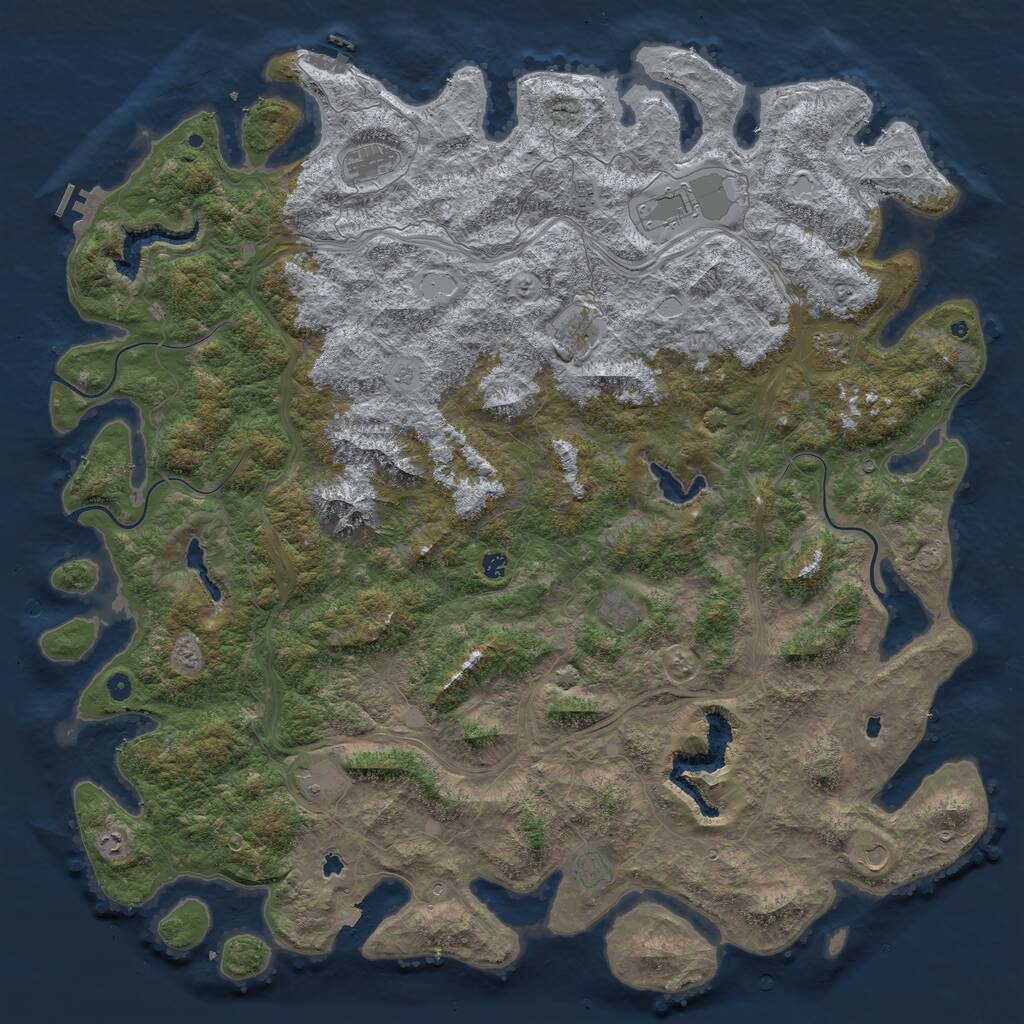 Rust Map: Procedural Map, Size: 6000, Seed: 964262002, 17 Monuments