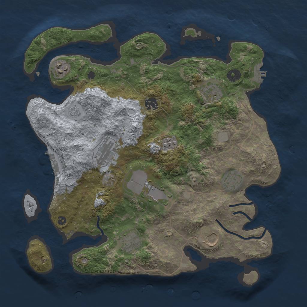 Rust Map: Procedural Map, Size: 3500, Seed: 81248931, 17 Monuments