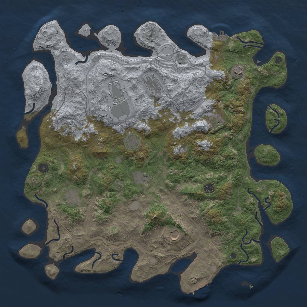 Rust Map: Procedural Map, Size: 4500, Seed: 1127629934, 20 Monuments