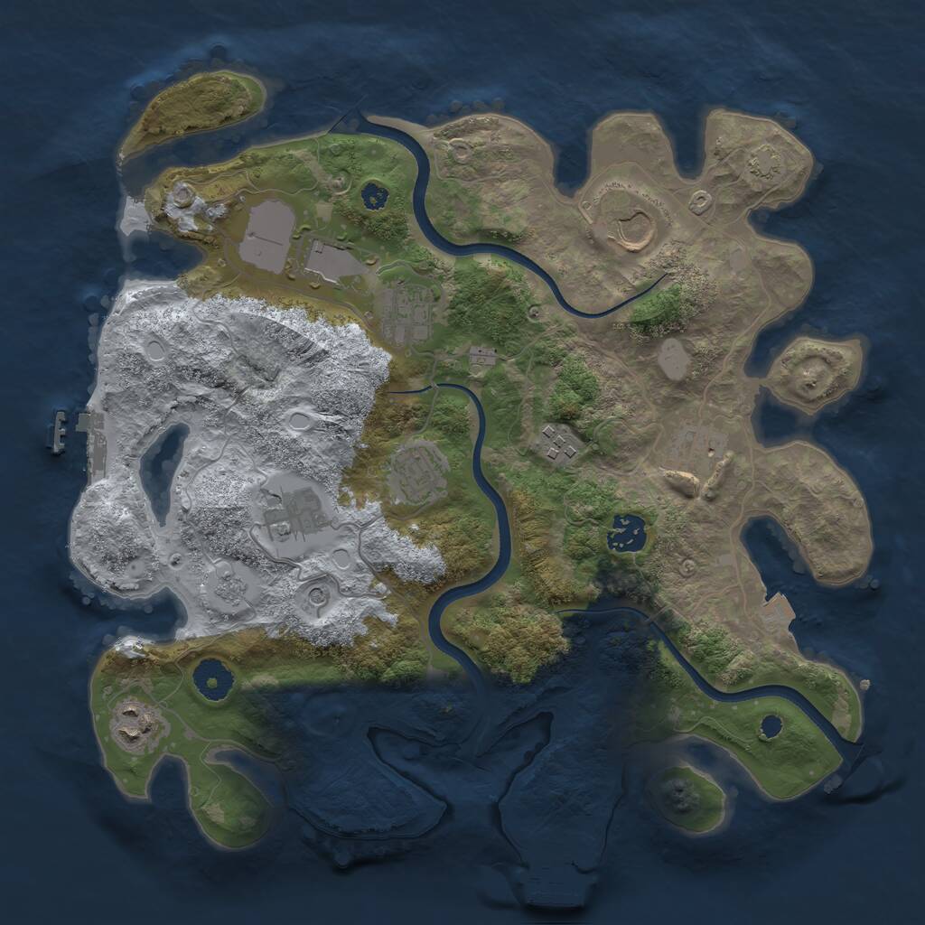 Rust Map: Procedural Map, Size: 3500, Seed: 2105563758, 15 Monuments