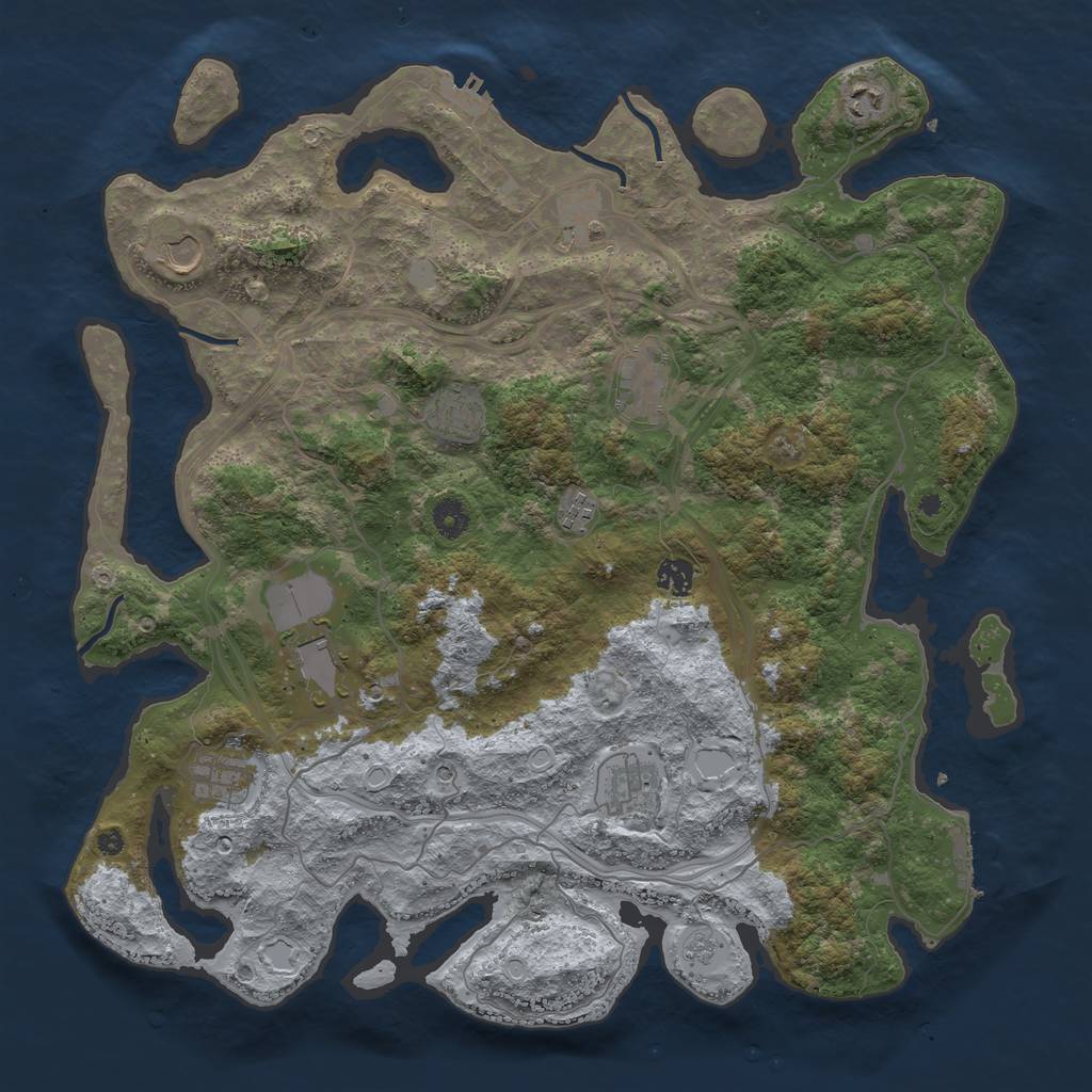 Rust Map: Procedural Map, Size: 4300, Seed: 48975221, 17 Monuments
