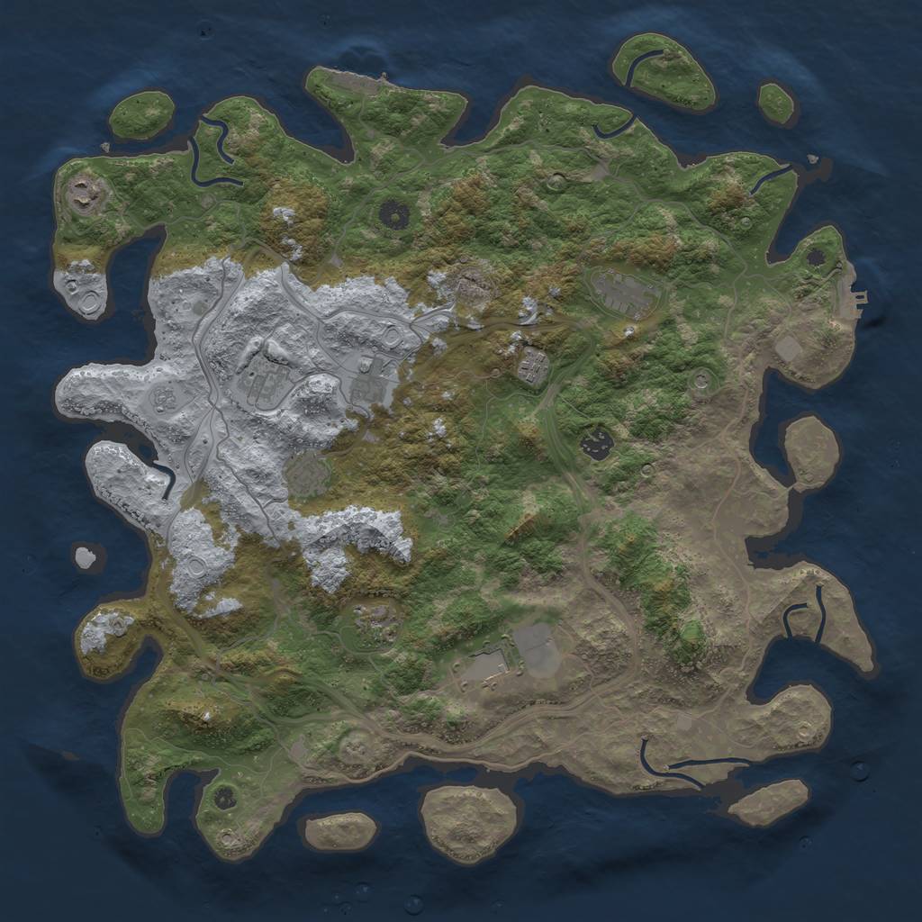 Rust Map: Procedural Map, Size: 4500, Seed: 2034028159, 18 Monuments