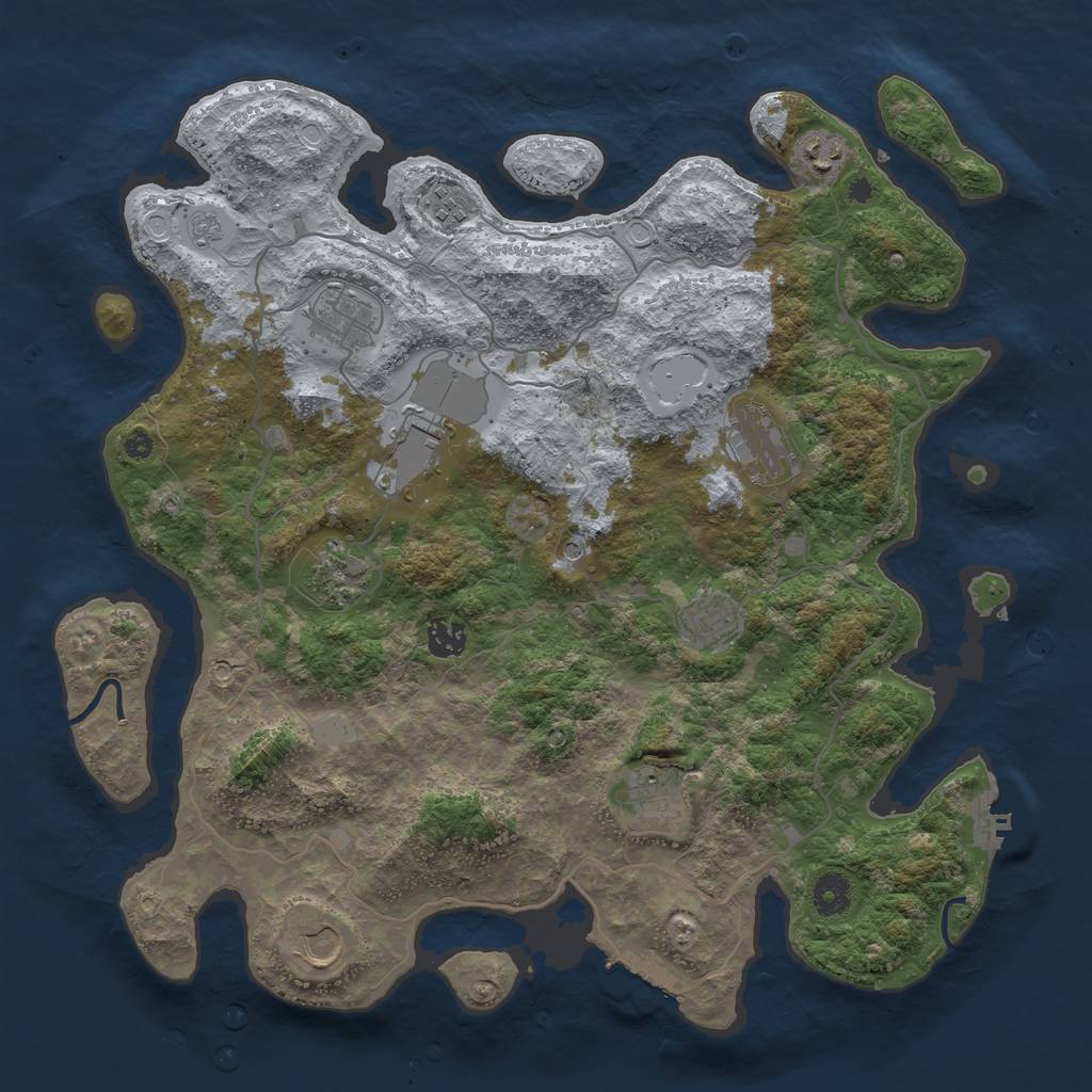 Rust Map: Procedural Map, Size: 4000, Seed: 618043357, 19 Monuments