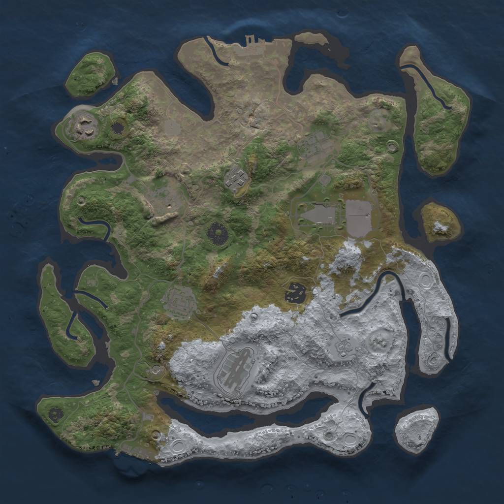 Rust Map: Procedural Map, Size: 3500, Seed: 1525647989, 17 Monuments