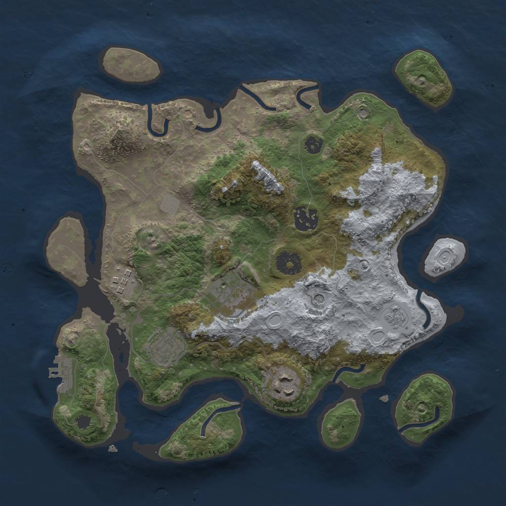 Rust Map: Procedural Map, Size: 3000, Seed: 1025724594, 13 Monuments