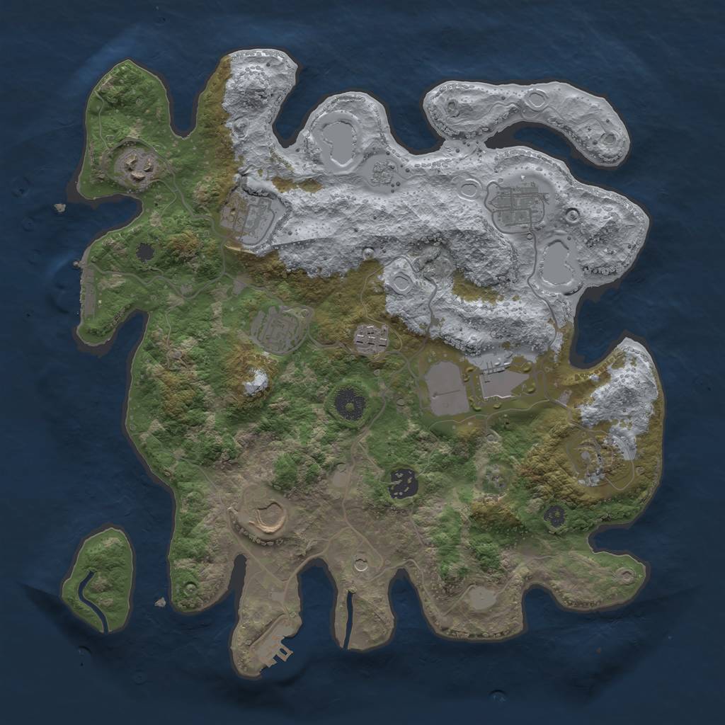 Rust Map: Procedural Map, Size: 3500, Seed: 141229994, 18 Monuments