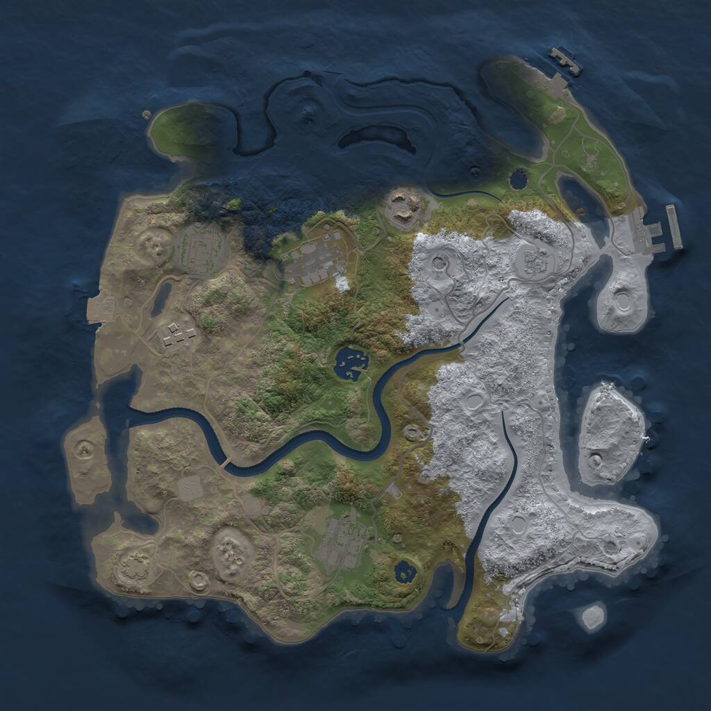 Rust Map: Procedural Map, Size: 3200, Seed: 190083, 12 Monuments