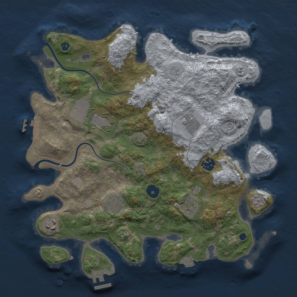 Rust Map: Procedural Map, Size: 3500, Seed: 975408, 13 Monuments