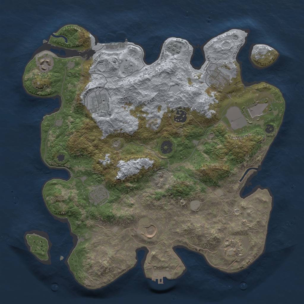 Rust Map: Procedural Map, Size: 3500, Seed: 682221155, 18 Monuments