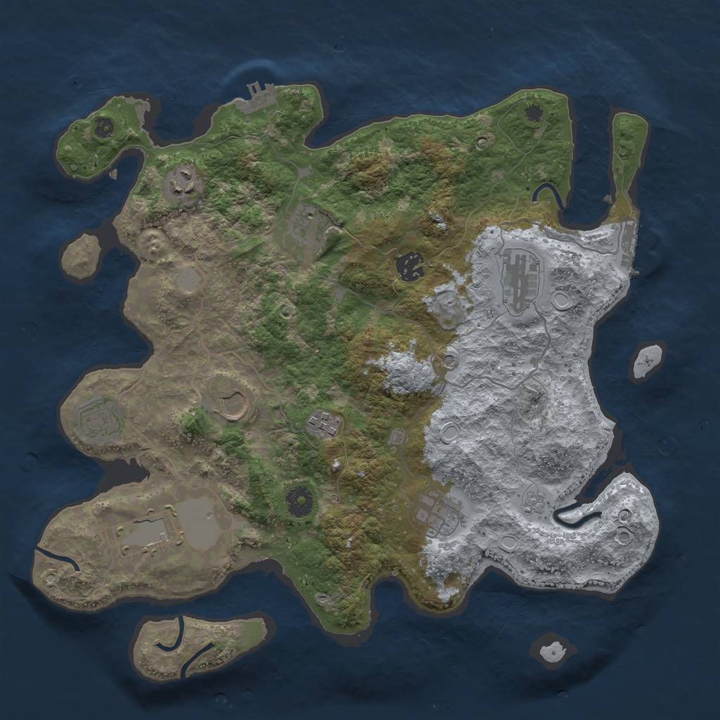 Rust Map: Procedural Map, Size: 3700, Seed: 1153135088, 18 Monuments