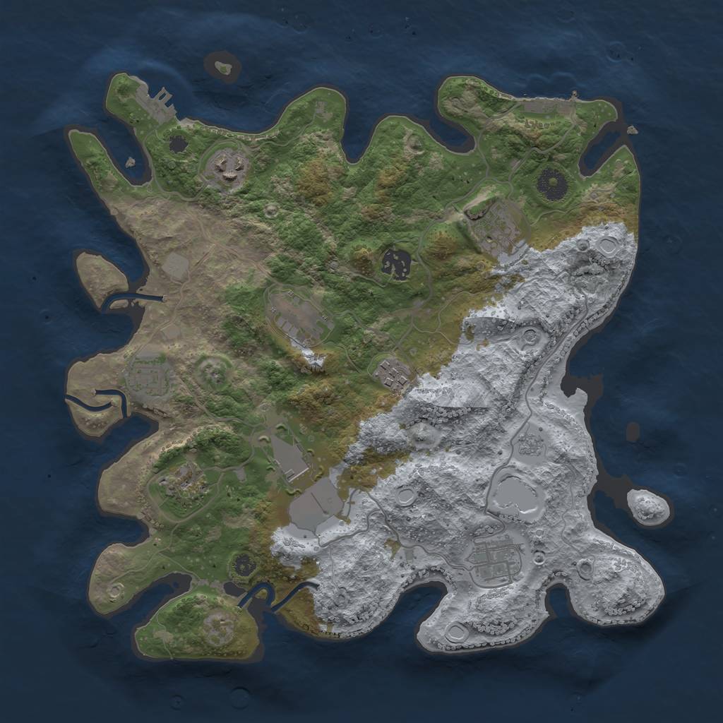 Rust Map: Procedural Map, Size: 3500, Seed: 1635441106, 18 Monuments