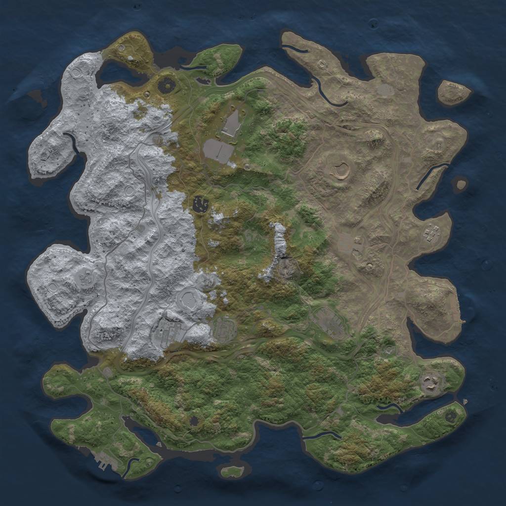 Rust Map: Procedural Map, Size: 4500, Seed: 1718636160, 16 Monuments