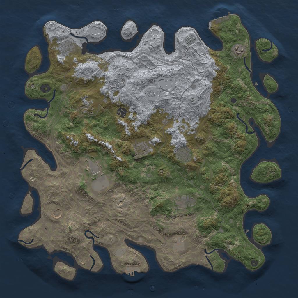 Rust Map: Procedural Map, Size: 4500, Seed: 1285078377, 20 Monuments
