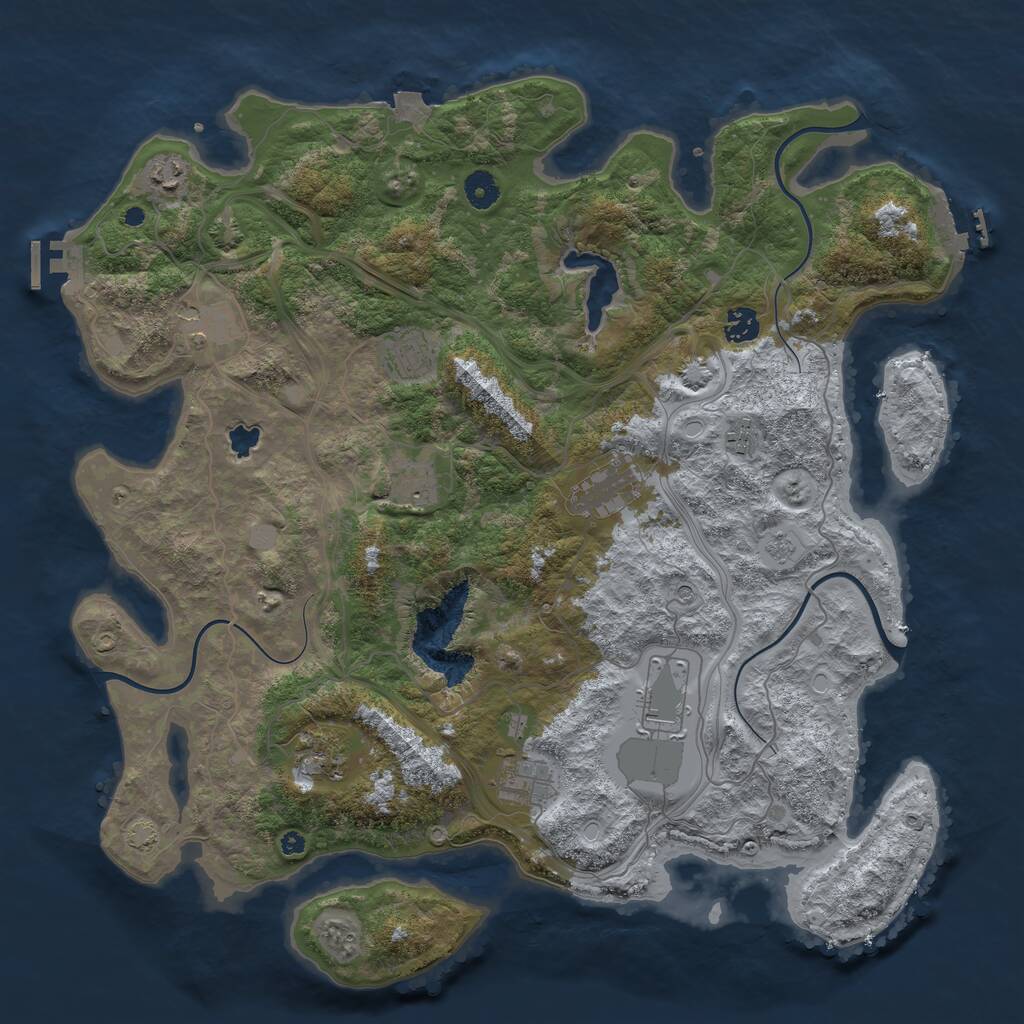 Rust Map: Procedural Map, Size: 4250, Seed: 128476290, 16 Monuments