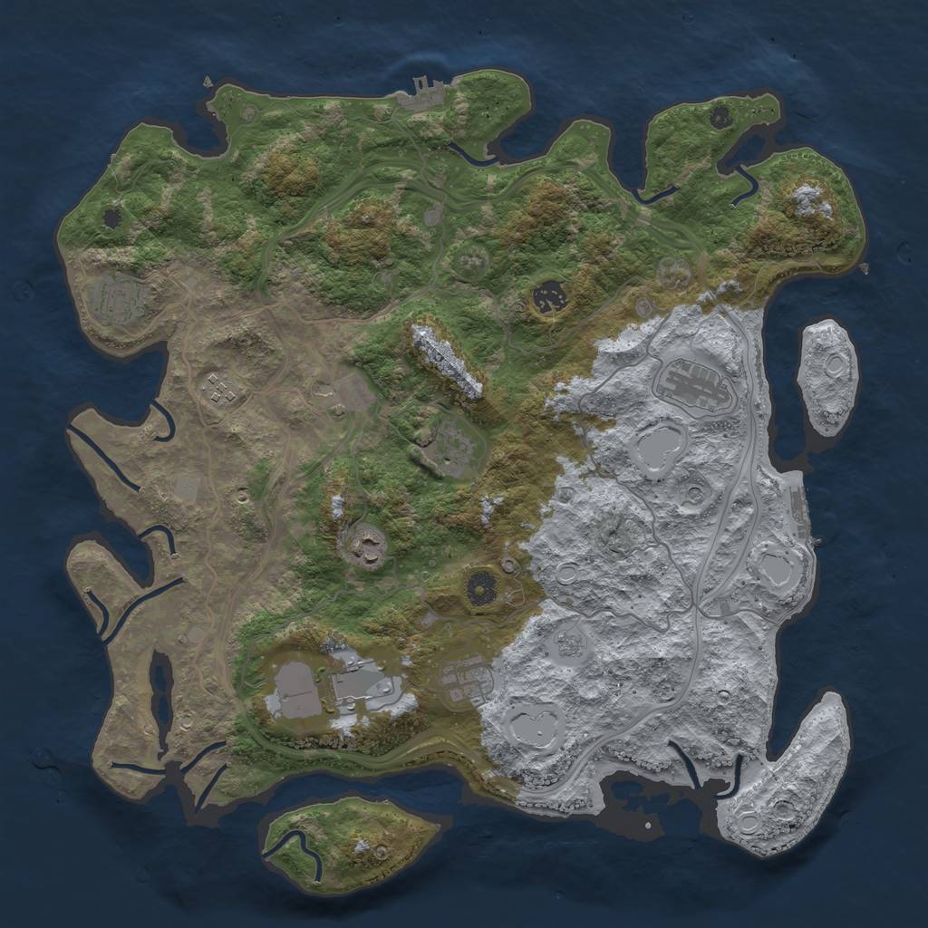 Rust Map: Procedural Map, Size: 4250, Seed: 128476290, 18 Monuments