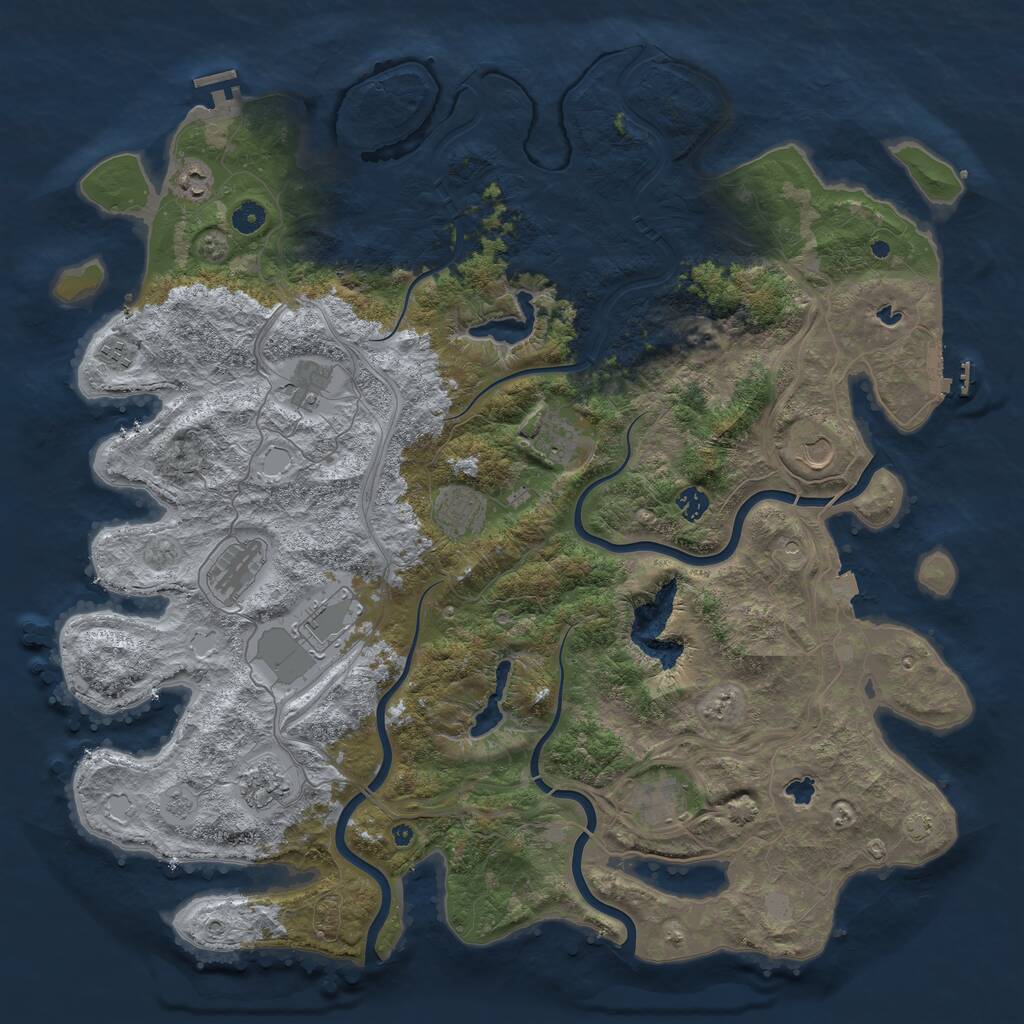 Rust Map: Procedural Map, Size: 4800, Seed: 242679358, 17 Monuments