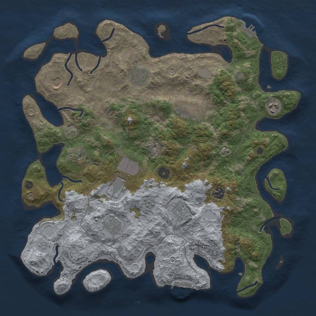 Rust Map: Procedural Map, Size: 4000, Seed: 6202022, 17 Monuments