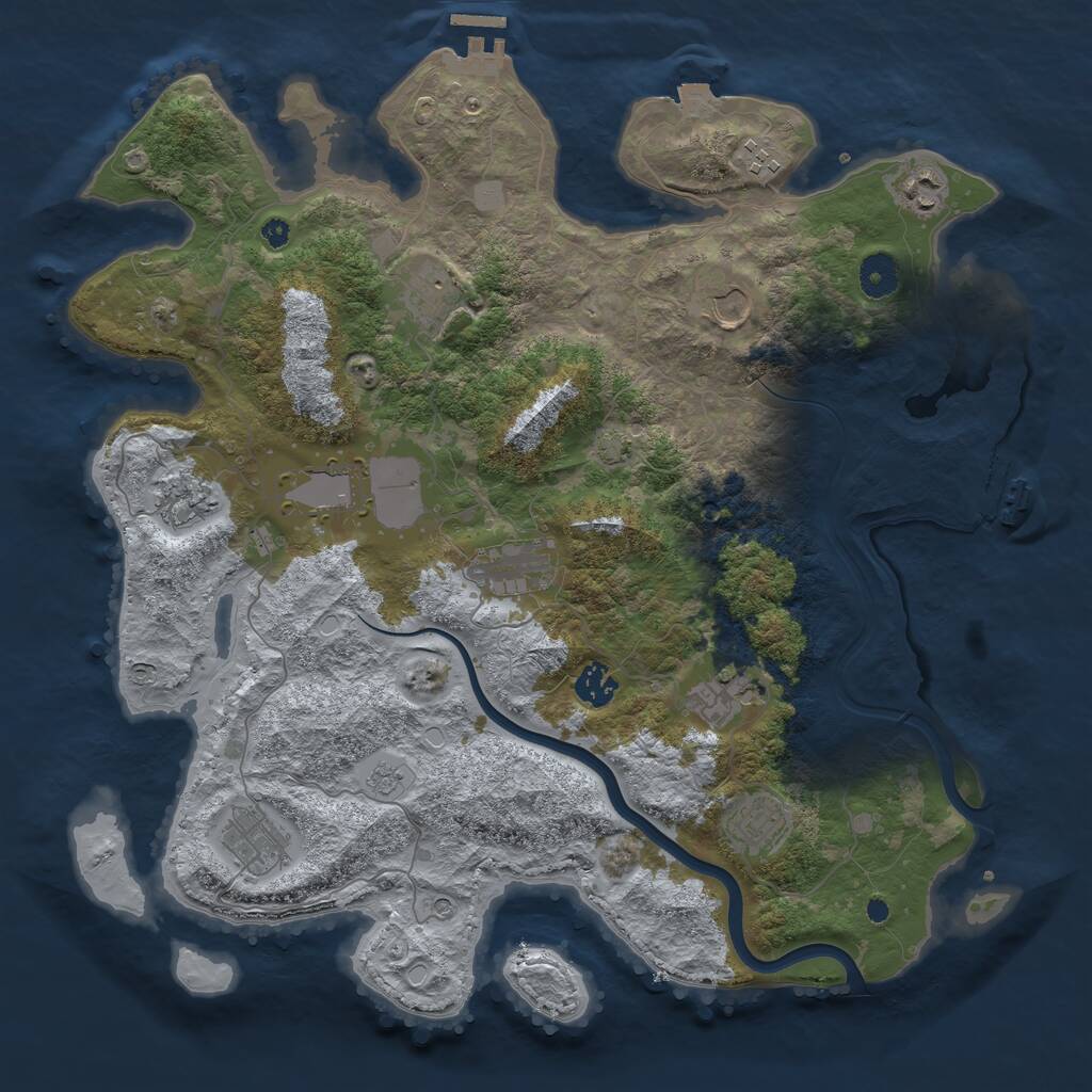 Rust Map: Procedural Map, Size: 3950, Seed: 658771209, 17 Monuments