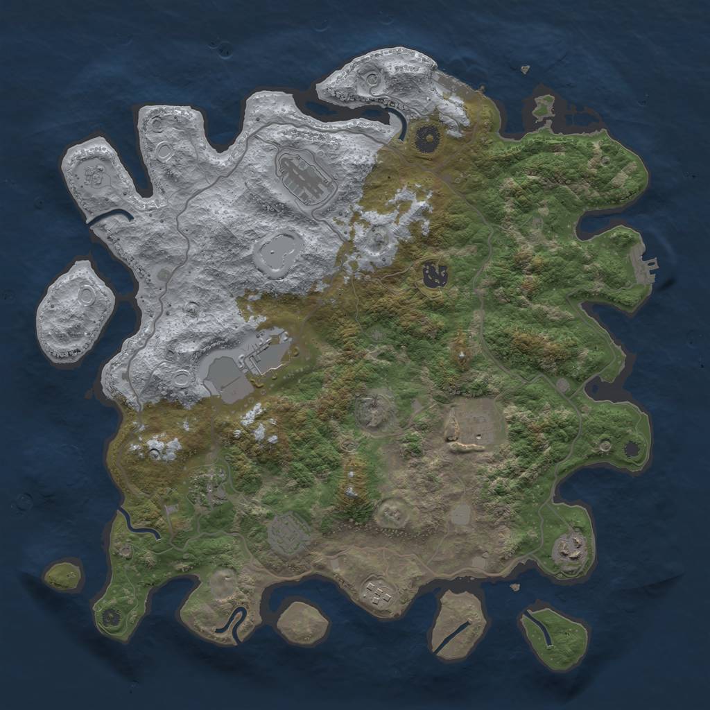 Rust Map: Procedural Map, Size: 4000, Seed: 43975, 17 Monuments