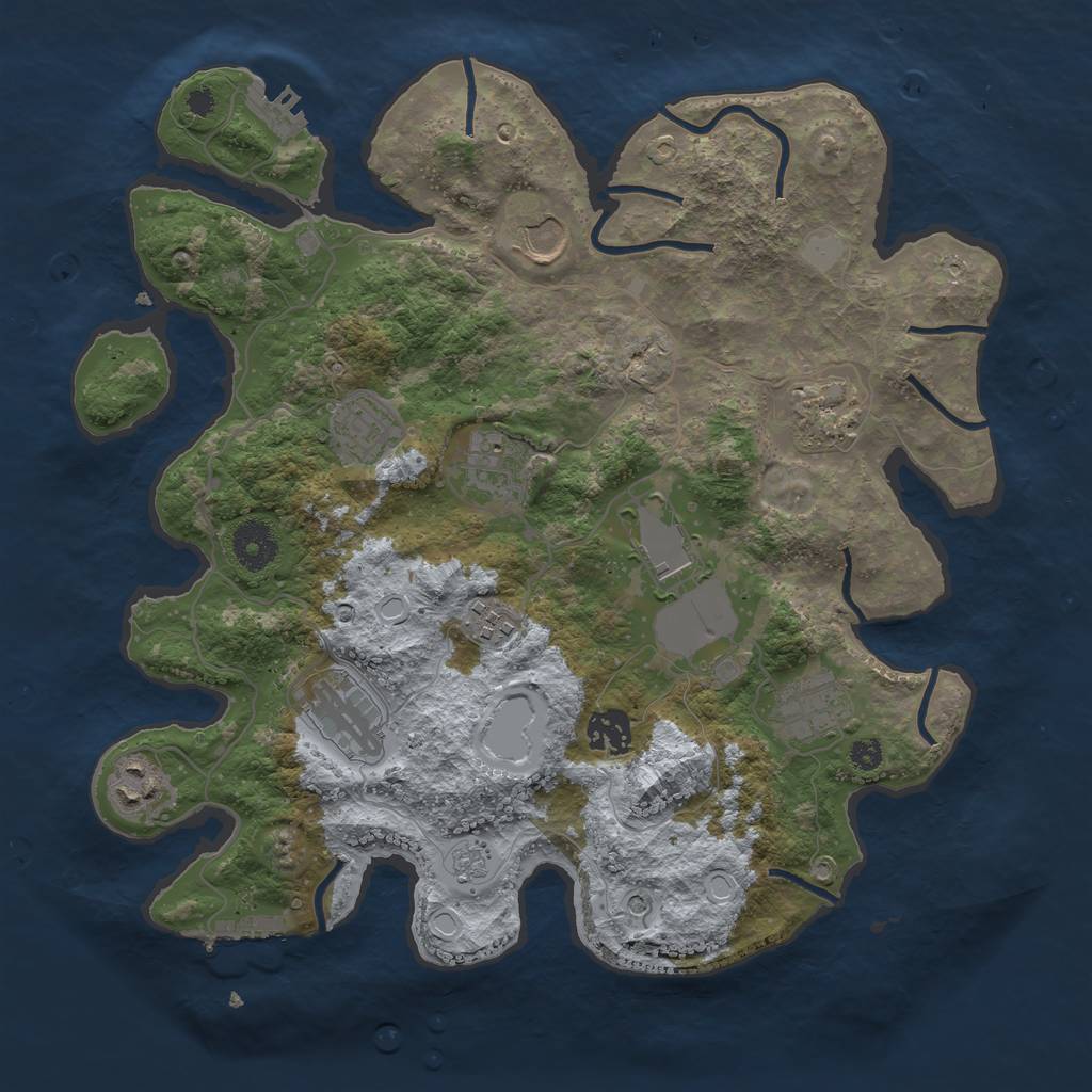 Rust Map: Procedural Map, Size: 3500, Seed: 832028307, 19 Monuments