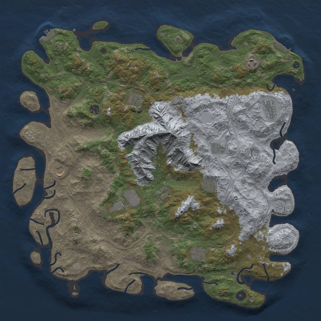 Rust Map: Procedural Map, Size: 5000, Seed: 124575, 18 Monuments