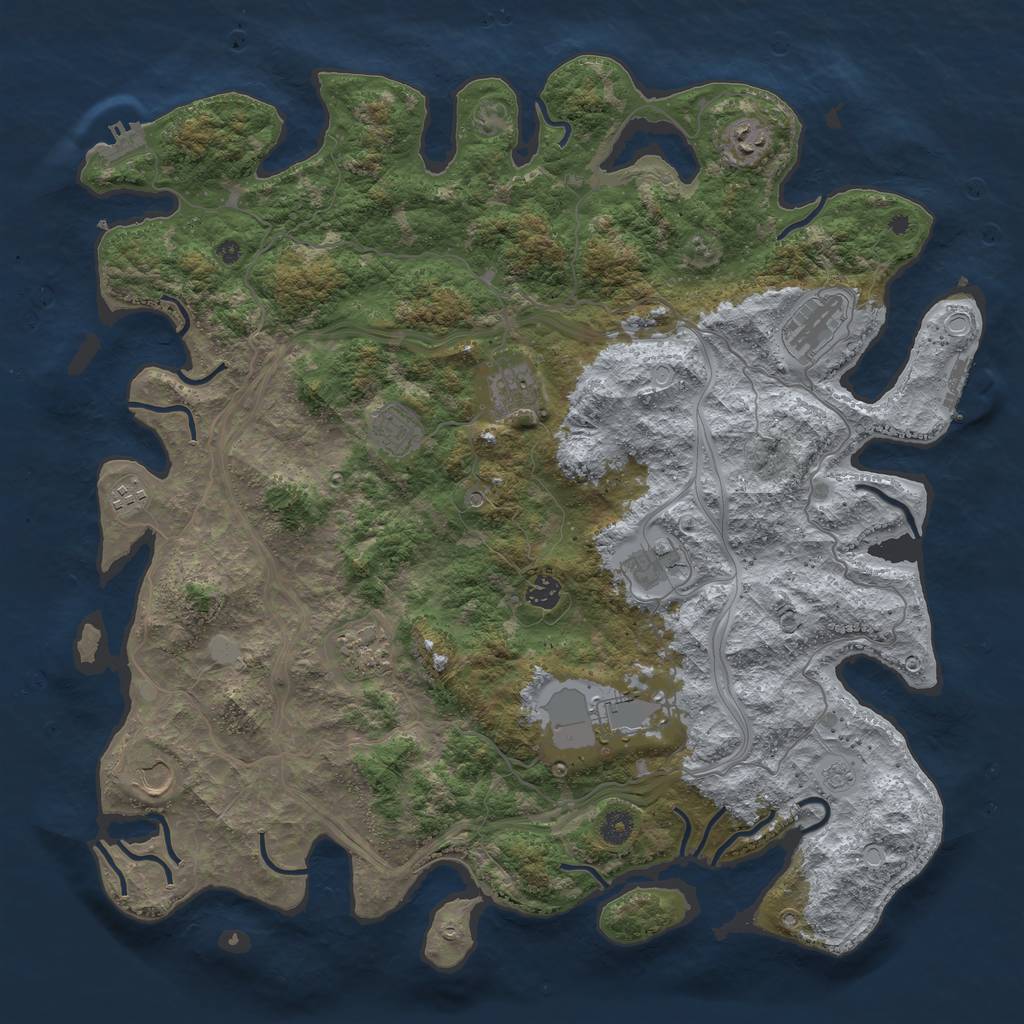 Rust Map: Procedural Map, Size: 4500, Seed: 1965667850, 19 Monuments