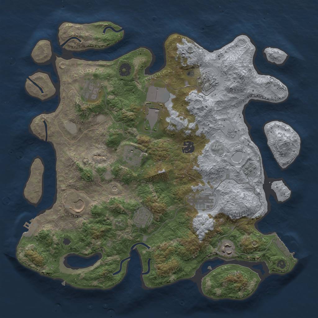 Rust Map: Procedural Map, Size: 3700, Seed: 2034621582, 19 Monuments