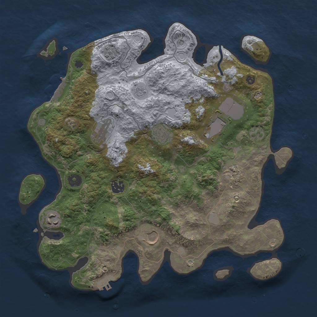 Rust Map: Procedural Map, Size: 3500, Seed: 223295571, 17 Monuments