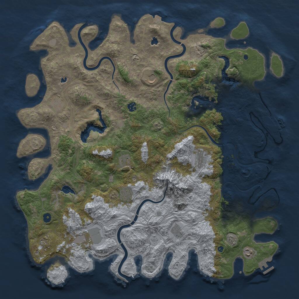 Rust Map: Procedural Map, Size: 5000, Seed: 232094721, 17 Monuments