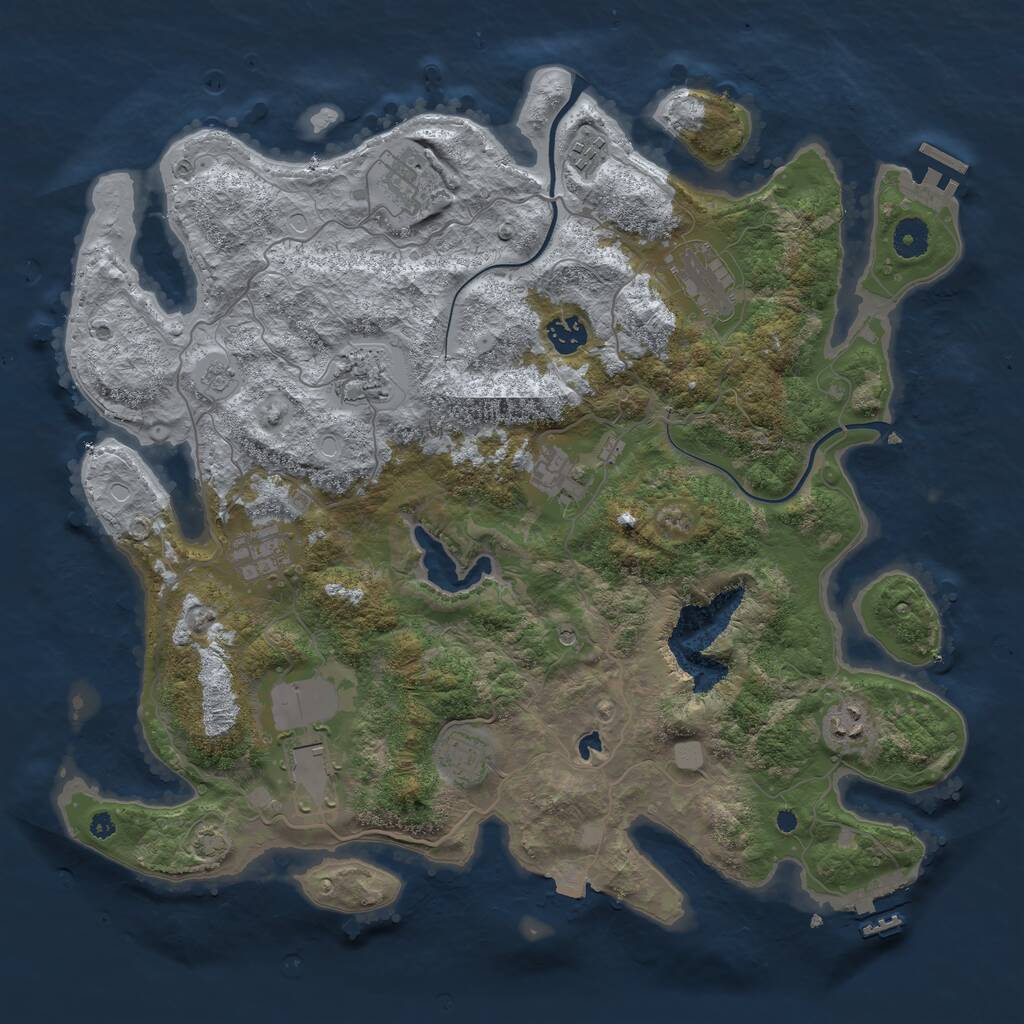 Rust Map: Procedural Map, Size: 4000, Seed: 45698721, 16 Monuments