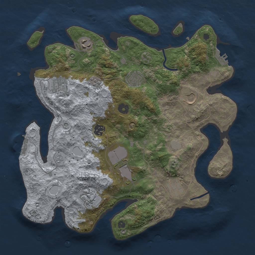 Rust Map: Procedural Map, Size: 3500, Seed: 735730074, 18 Monuments