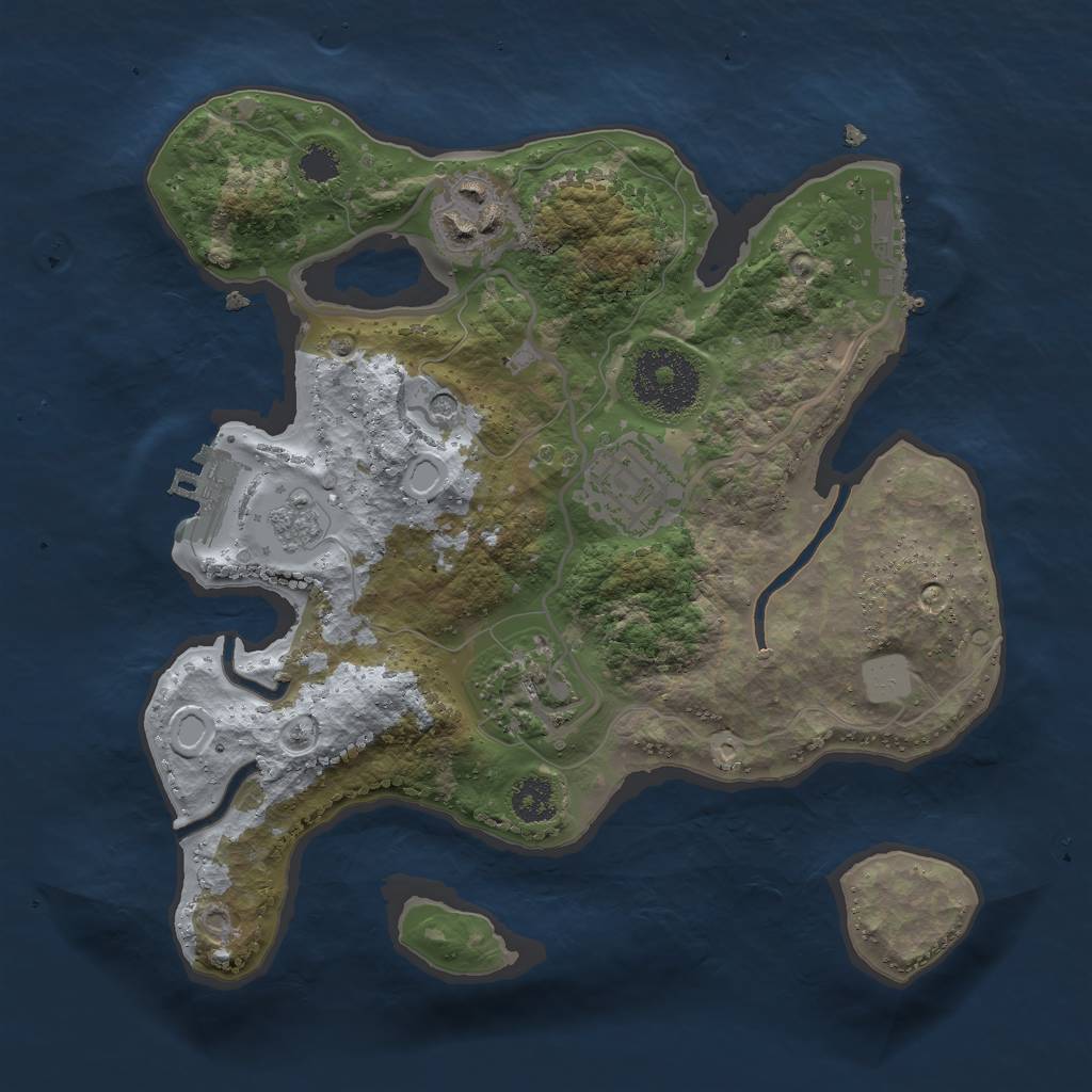 Rust Map: Procedural Map, Size: 2500, Seed: 25120, 12 Monuments