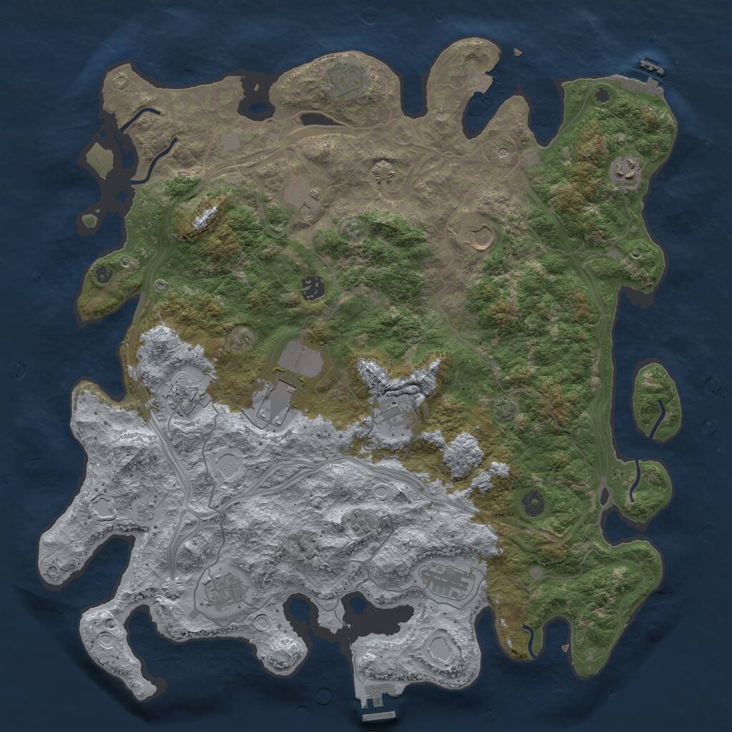 Rust Map: Procedural Map, Size: 4500, Seed: 1244243915, 17 Monuments