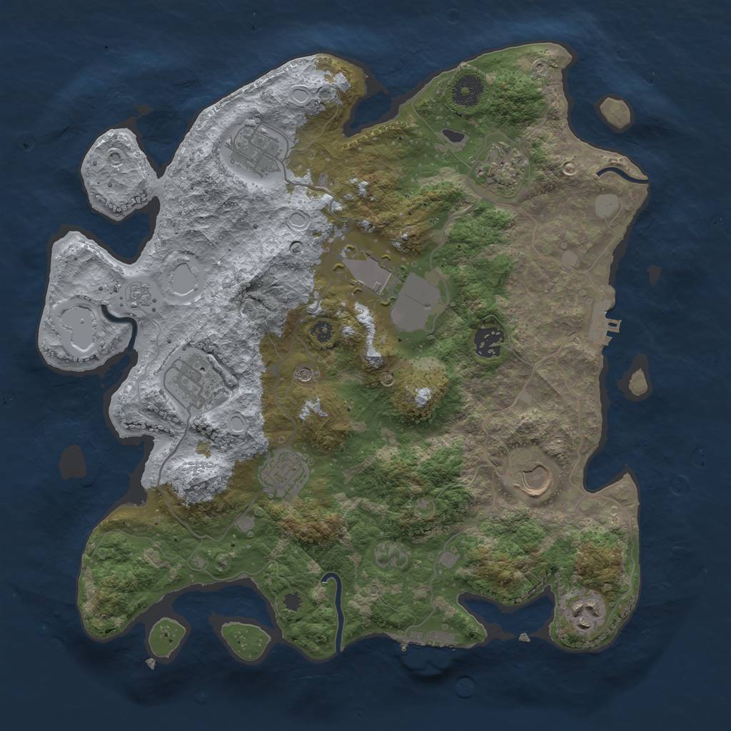 Rust Map: Procedural Map, Size: 3500, Seed: 1827343689, 17 Monuments