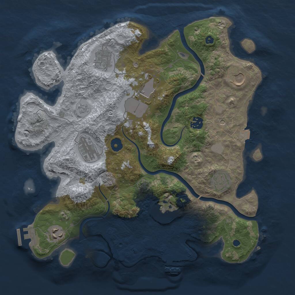Rust Map: Procedural Map, Size: 3500, Seed: 1827343689, 15 Monuments