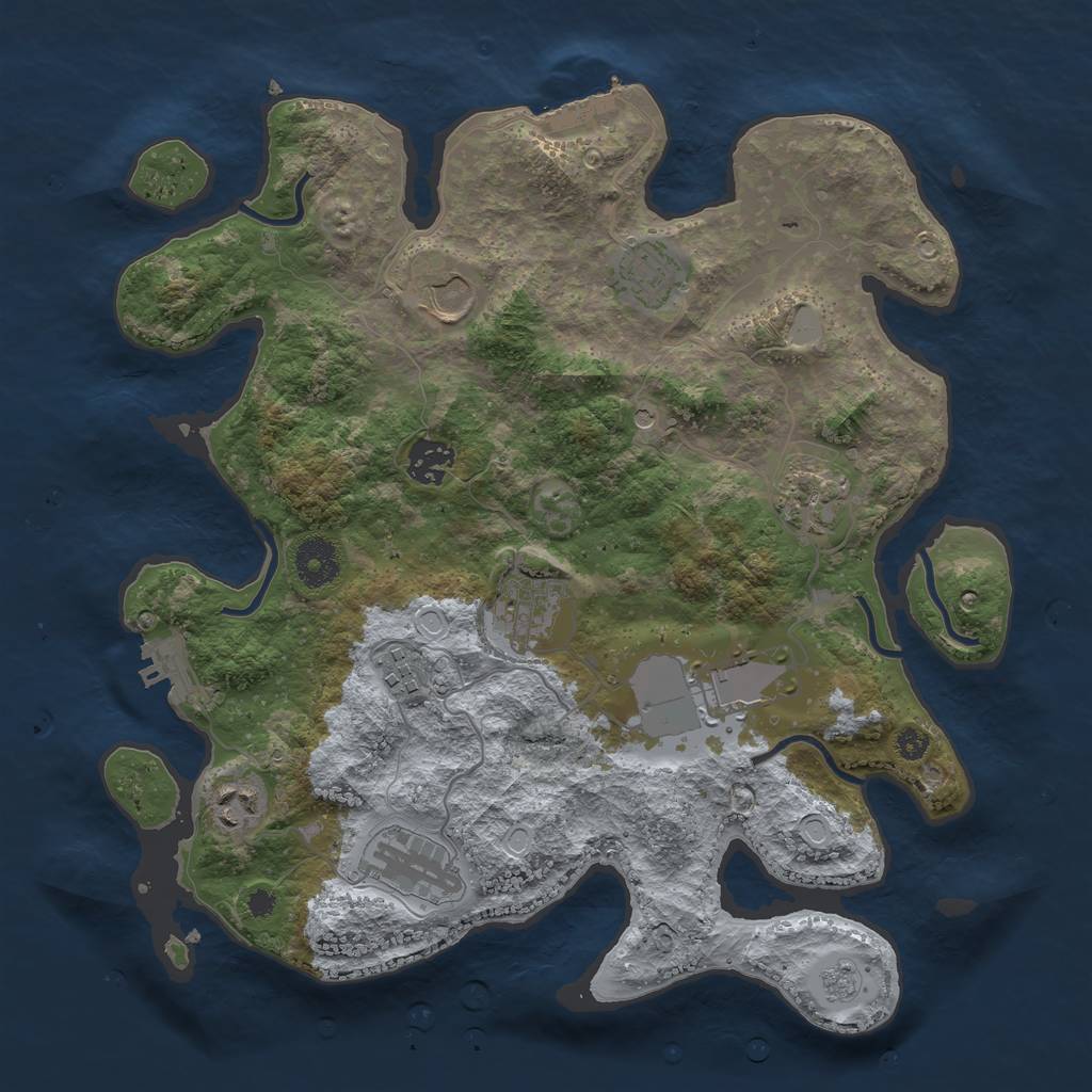 Rust Map: Procedural Map, Size: 3500, Seed: 23302574, 18 Monuments