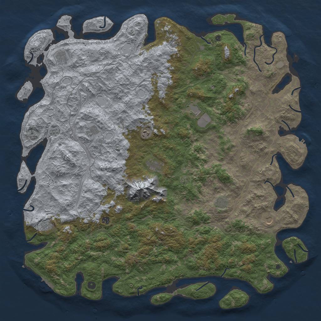 Rust Map: Procedural Map, Size: 6000, Seed: 1710239901, 20 Monuments
