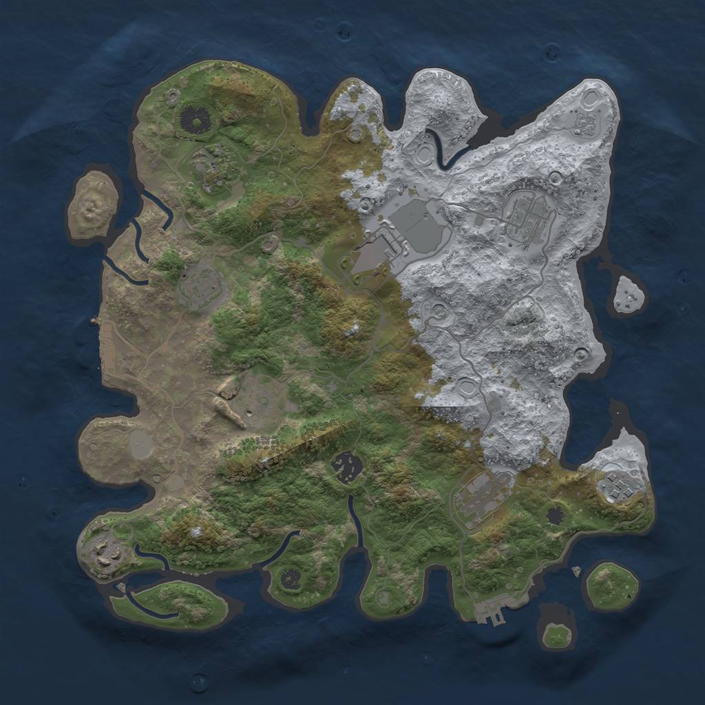 Rust Map: Procedural Map, Size: 3500, Seed: 320584039, 18 Monuments