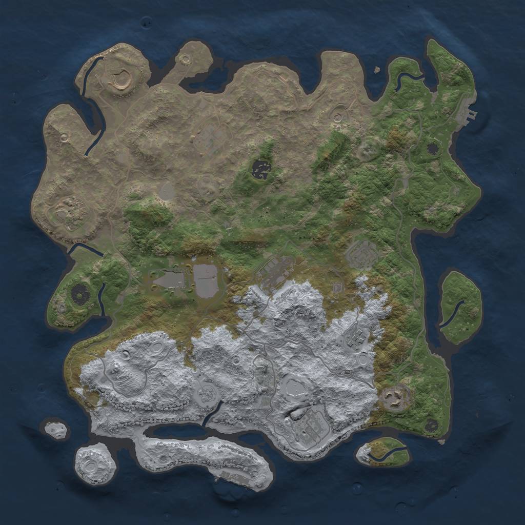 Rust Map: Procedural Map, Size: 4000, Seed: 731393283, 17 Monuments
